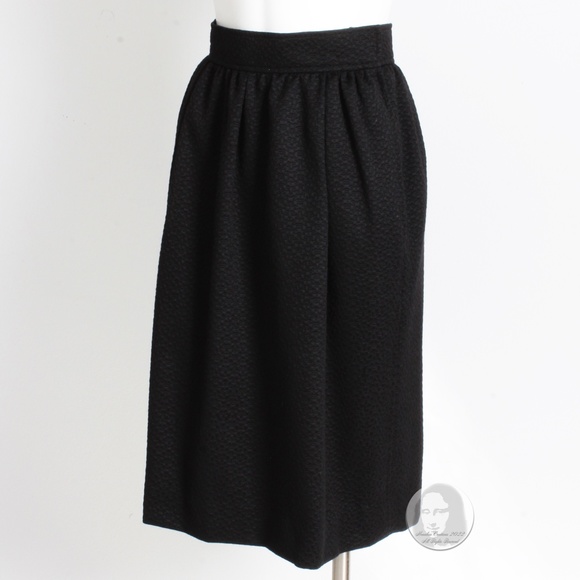Yves Saint Laurent Skirt Pencil Black Textured Knit YSL Rive Gauche Size 38 90s - Picture 5 of 8